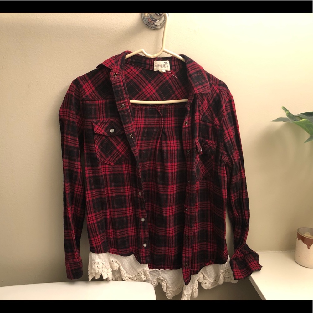 Red and Black Flannel with Lace
